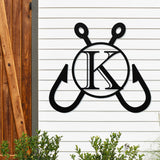 Fishing Hook Monogram ~ Metal Porch Sign | Outdoor Sign | Front Door Sign | Metal Mountain Sign