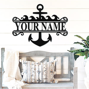 Anchor Last Name Sign ~ Metal Porch Sign - Outdoor Sign - Front Door Sign - Metal Lake Sign - Lake House