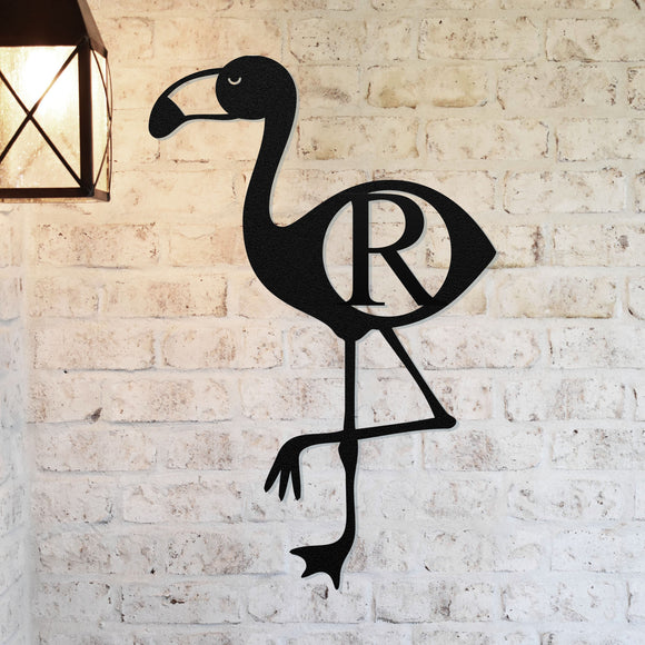 Flamingo Monogram Sign ~ Metal Porch Sign - Outdoor Sign - Front Door Sign - Metal Beach Sign - Beach House