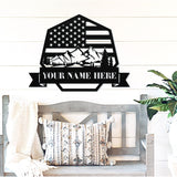 Mountain Flag Family Sign ~ Metal Porch Sign - Outdoor Sign - Front Door Sign - Metal Mountain Sign - Woodland Sign