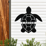 Sea Turtle Family Name Sign ~ Metal Porch Sign - Outdoor Sign - Front Door Sign - Metal Beach Sign - Beach House