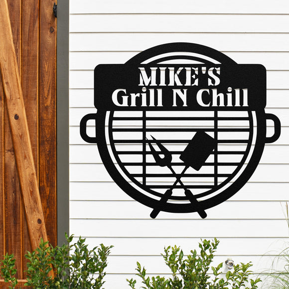 Custom Grill N' Chill Sign ~ Metal Porch Sign | Outdoor Sign | Front Door Sign | Metal Grilling Sign