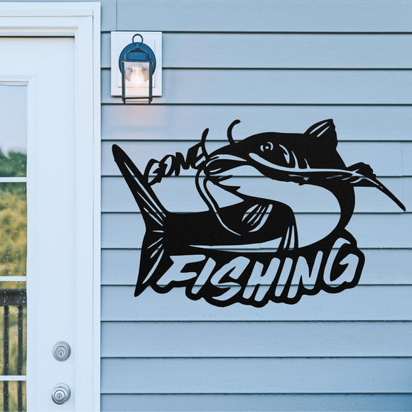 Gone Fishing Sign ~ Metal Porch Sign - Outdoor Sign - Front Door Sign - Metal Mountain Sign - Fishing Sign