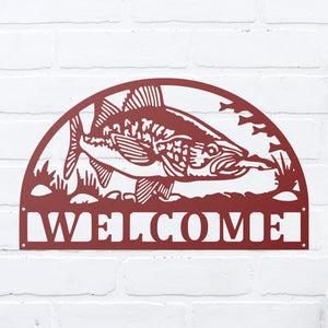 Welcome Fishing Sign ~ Metal Porch Sign - Outdoor Sign - Front Door Sign - Metal Mountain Sign - Fishing Sign