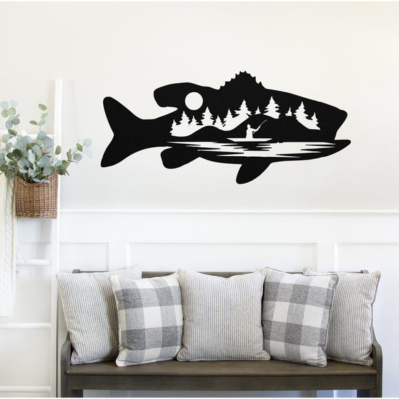 Lake Fishing Sign ~ Metal Porch Sign - Outdoor Sign - Front Door Sign - Metal Mountain Sign - Fishing Sign