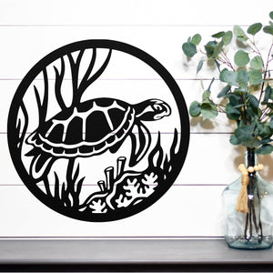 Turtle Round Sign ~ Metal Porch Sign - Outdoor Sign - Front Door Sign - Metal Beach Sign - Beach House
