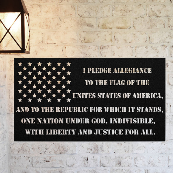 American Pledge Of Allegiance Sign ~ Metal Porch Sign - Outdoor Sign - Front Door Sign - Metal Mountain Sign - Woodland Sign