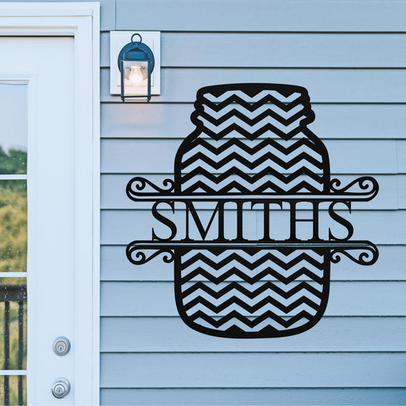 Mason Jar Last Name Sign ~ Metal Porch Sign | Outdoor Sign | Front Door Sign | Metal Summer Sign