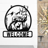 Deer Welcome Gate Sign ~ Metal Porch Sign | Outdoor Sign | Front Door Sign | Metal Hunting Sign | Cabin Sign