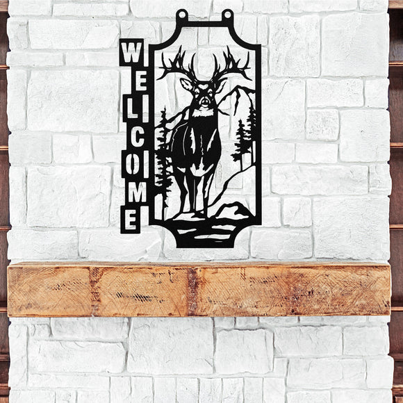 Welcome Deer Sign ~ Metal Porch Sign | Outdoor Sign | Front Door Sign | Metal Hunting Sign | Cabin Sign