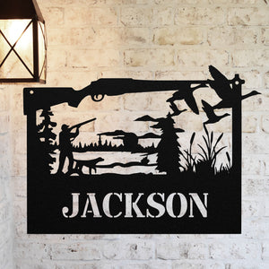 Duck Hunting Name Sign ~ Metal Porch Sign | Outdoor Sign | Front Door Sign | Metal Hunting Sign | Cabin Sign