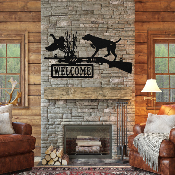 Dog & Pheasant Hunting Sign ~ Metal Porch Sign | Outdoor Sign | Front Door Sign | Metal Hunting Sign | Cabin Sign