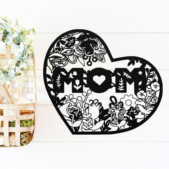 Mom Heart Sign ~ Metal Sign - Outdoor Sign - Personalized Home Sign - Gift For Her