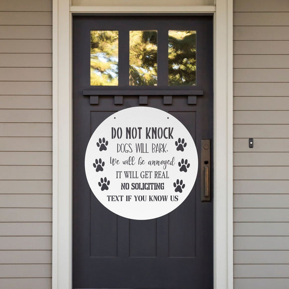 Do Not Knock Dogs Will Bark ~ Custom Porch Sign | Metal Porch Sign | Custom Pet Owner Gifts | Personalized Metal Sign