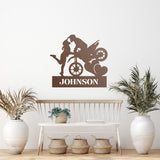 Motocross Custom Couple Sign ~ Metal Porch Sign - Outdoor Sign - Personalized Metal Sign - Dirt Bike Sign