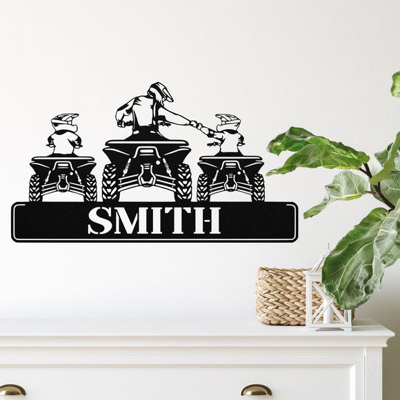 Four Wheel Family Custom Sign ~ Metal Porch Sign - Outdoor Sign - Personalized Metal Sign - Four Wheeler Sign