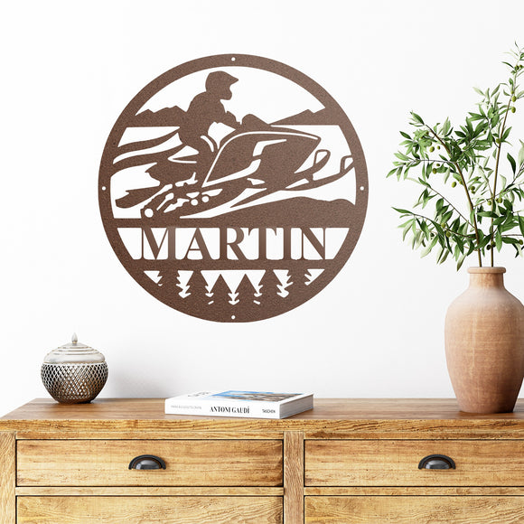 Snow Mobile Custom Sign ~ Metal Porch Sign - Outdoor Sign - Personalized Metal Sign - Snowboarding Sign