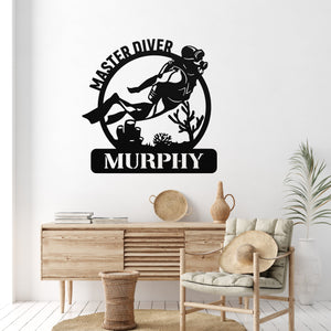 Custom Master Diver Sign ~ Metal Porch Sign - Outdoor Sign - Personalized Metal Sign - Scuba Diving Sign