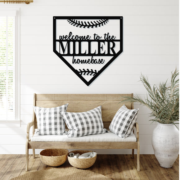 Welcome To The Homebase Custom Sign ~ Metal Porch Sign - Outdoor Sign - Personalized Metal Sign - Baseball Home Sign