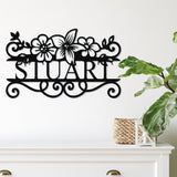 Floral Last Name Monogram Sign ~ Metal Porch Sign - Outdoor Sign - Personalized Metal Sign - Family Monogram Sign