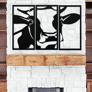Cow Face Three Piece Set ~ Metal Porch Sign - Outdoor Sign - Personalized Metal Sign - Family Monogram Sign