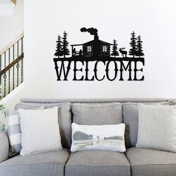 Welcome Cabin Sign ~ Metal Porch Sign | Personalized Metal Sign | Custom Porch