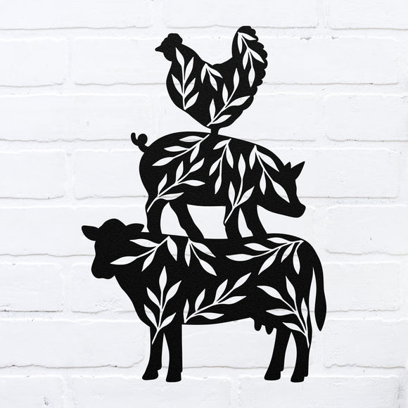 Stacked Farm Animals ~ Metal Porch Sign | Personalized Metal Sign | Custom Porch