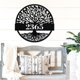 Family Tree House Number Sign ~ Metal Porch Sign, House Number Sign, Metal Address Number Sign, Steel Address Plaque Sign, Home Number Sign