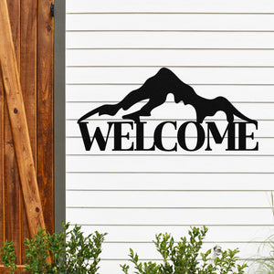Mountain Welcome Metal Sign ~ Outdoor Metal Sign, Door Hanger Sign, Last Name Sign,  Personalized Metal Sign, Gift For Couple, Porch Sign