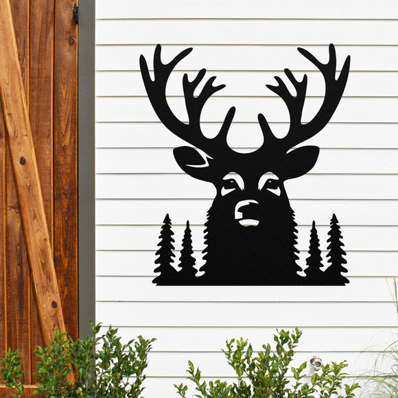 Trees And Deer Metal Sign ~ Metal Porch Sign, Metal Tree Sign, Front Door Metal Sign, Patio Sign, Metal Décor, Metal Art