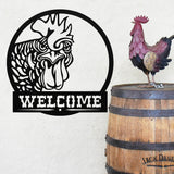 Angry Chicken Welcome Farm Sign ~ Metal Porch Sign | Metal Gate Sign | Farm Entrance Sign | Metal Farmhouse