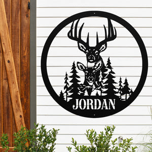 Hunting Deer Monogram ~ Metal Porch Sign | Metal Gate Sign | Farm Entrance Sign | Metal Farmhouse