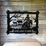 Cowboy Scene Name Sign ~ Metal Porch Sign | Metal Gate Sign | Farm Entrance Sign | Metal Farmhouse