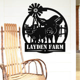 Pig Farm Monogram Sign ~ Metal Porch Sign | Metal Gate Sign | Farm Entrance Sign | Metal Farmhouse