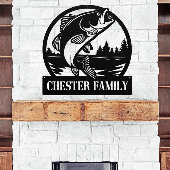 Fishing Monogram Sign ~ Metal Porch Sign | Metal Gate Sign | Farm Entrance Sign | Metal Farmhouse