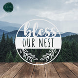Bless Our Nest ~ Outdoor Metal Sign, Door Hanger Sign, Last Name Sign,  Personalized Metal Sign, Gift For Couple, Porch Sign