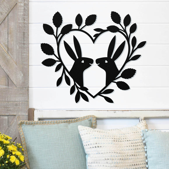 Bunnies In Love ~ Metal Porch Sign | Front Door Sign | Personalized Entrance Sign | Metal Spring Sign