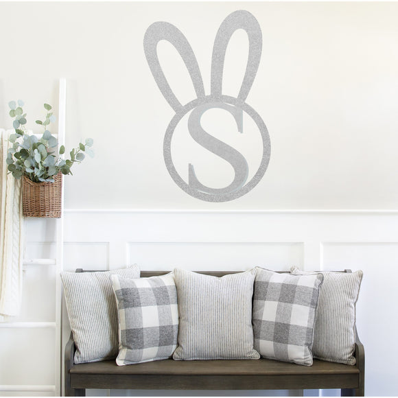 Easter Bunny Ears Monogram Sign ~ Metal Porch Sign | Front Door Sign | Personalized Entrance Sign | Metal Spring Sign