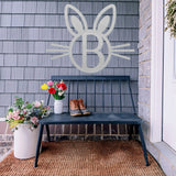Easter Bunny Ears Monogram Sign ~ Metal Porch Sign | Front Door Sign | Personalized Entrance Sign | Metal Spring Sign
