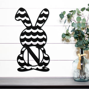 Easter Bunny Monogram Sign ~ Metal Porch Sign | Front Door Sign | Personalized Entrance Sign | Metal Spring Sign