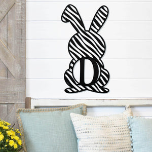 Easter Bunny Monogram Sign ~ Metal Porch Sign | Front Door Sign | Personalized Entrance Sign | Metal Spring Sign