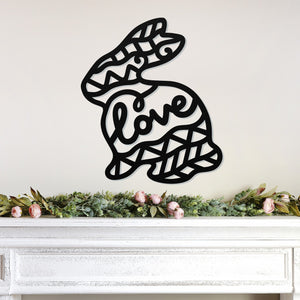 Love Bunny Sign ~ Metal Porch Sign | Front Door Sign | Personalized Entrance Sign | Metal Spring Sign