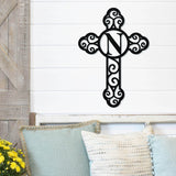Cross Monogram Sign ~ Metal Porch Sign | Front Door Sign | Personalized Entrance Sign | Metal Spring Sign