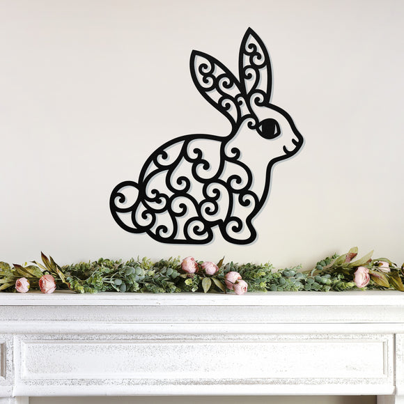 Floral Easter Bunny Sign ~ Metal Porch Sign | Front Door Sign | Personalized Entrance Sign | Metal Spring Sign