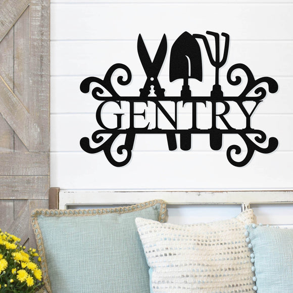 Gardening Last Name Sign ~ Metal Porch Sign | Front Door Sign | Personalized Entrance Sign | Metal Spring Sign