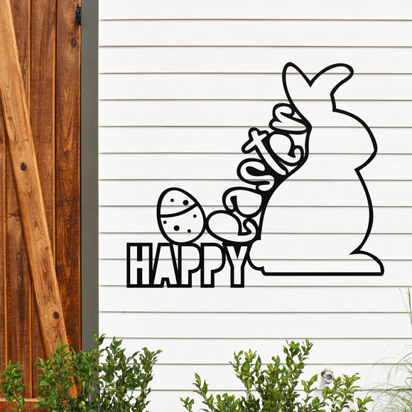 Happy Easter Sign ~ Metal Porch Sign | Front Door Sign | Personalized Entrance Sign | Metal Spring Sign