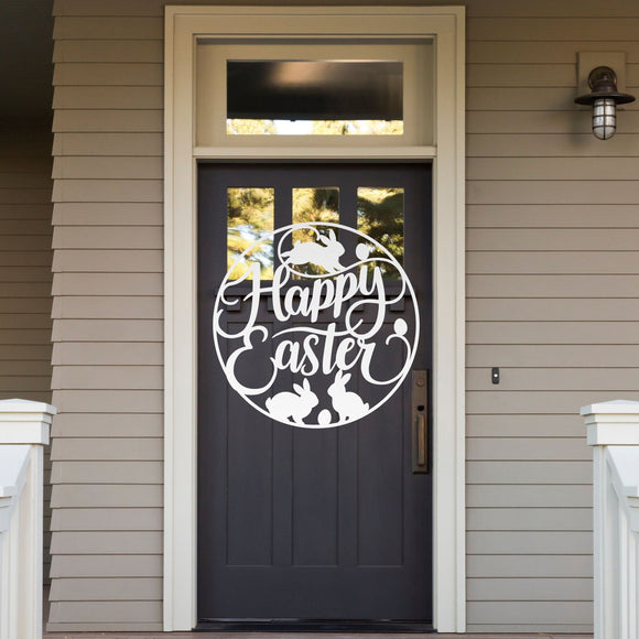 Happy Easter Sign ~ Metal Porch Sign | Front Door Sign | Personalized Entrance Sign | Metal Spring Sign