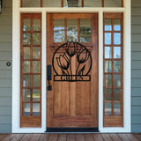 Custom Tulip Metal Sign ~ Metal Porch Sign | Front Door Sign | Personalized Entrance Sign | Metal Spring Sign