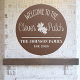 Custom Clover Patch Sign ~ Metal Porch Sign | Front Door Sign | Personalized Entrance Sign | Metal Spring Sign