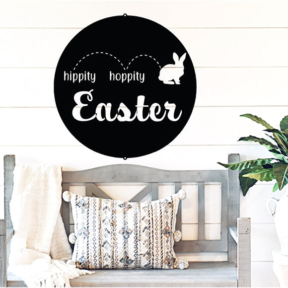 Hippity Hoppity Easter Metal Sign ~ Metal Porch Sign | Front Door Sign | Personalized Entrance Sign | Metal Spring Sign